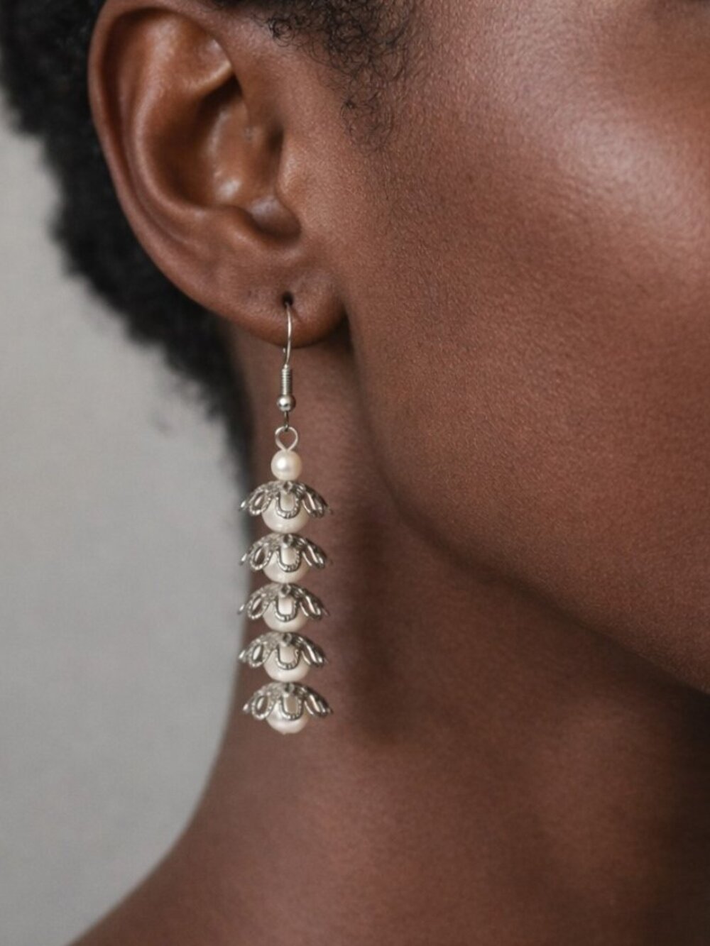 Glass Pearl Pagoda Pierced Earrings